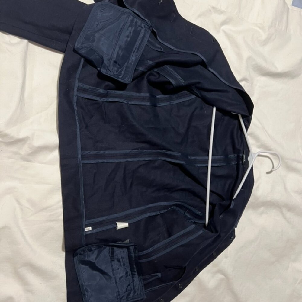 J Crew Navy Blue Lightweight Wool Blazer, Military Jacket, Stand Collar, Small - Picture 5 of 6